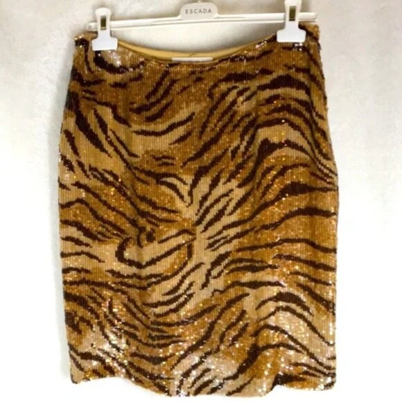Escada M Animal print tiger sequined 40 10 - Picture 1 of 3